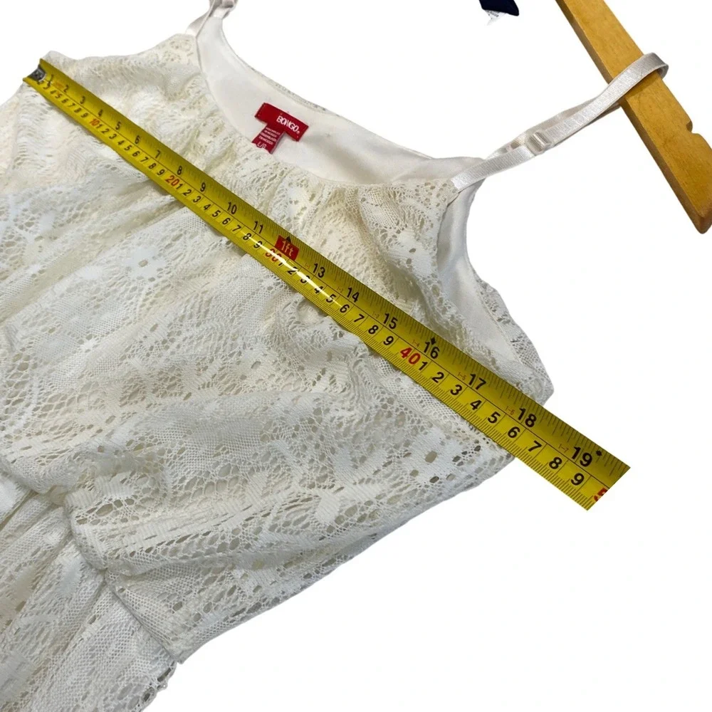 Bongo Womens Cream White Lace Maxi Dress Elastic Waist Boho‎ Cottagecore Large